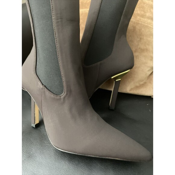 Good American High Kickstand Bootie Pull Up Neoprene Chocolate Brown~Size 7 - Picture 3 of 7